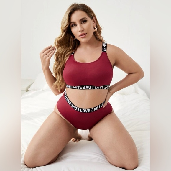 NEW! SHEIN Plus ‘Love’ Tape Lingerie Set Red Sz. 3X - Picture 2 of 8